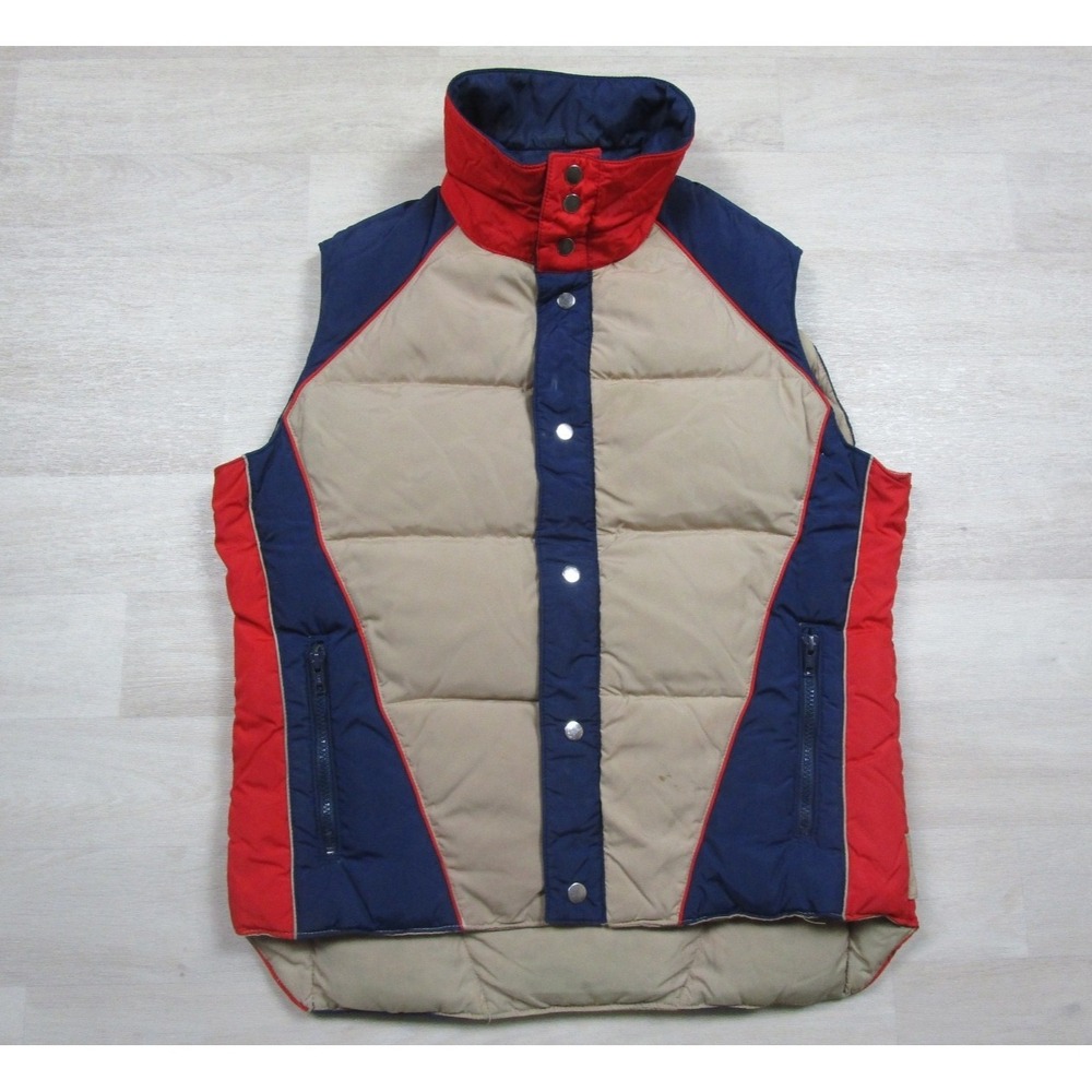 Vintage 70s Skitique Down Puffer Vest‎ Mens (M/L) Colorblock Retro Outdoor Ski